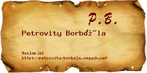 Petrovity Borbála névjegykártya